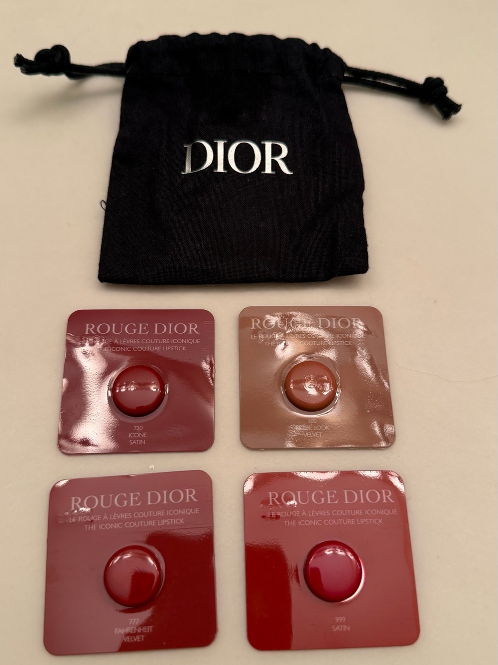 Dior Rouge Lipstick Sample Set with Pouch - Red & Nude Shades